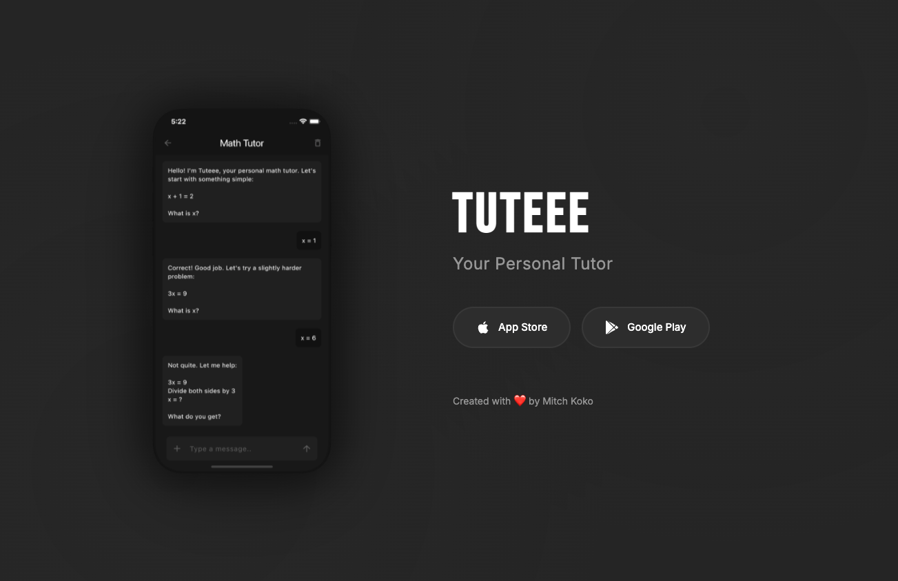 Tuteee landing page